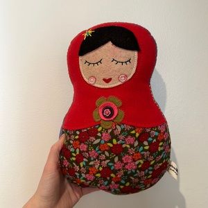 Natural Life Doll Pillow. “Be happy” stitched on the back.